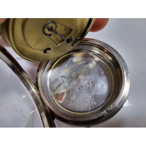 348 - An antique hallmarked 925 silver pocket watch in good overall condition, dial has a small chip, mark... 