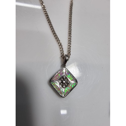 349 - A quantity of jewellery including a 925 silver pendant and chain inset with opal and small diamonds ... 