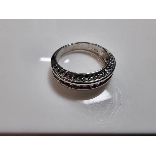 383 - 2 ornate costume dress rings including a 10ct gold filled ring inset with a quantity of pink stones.... 