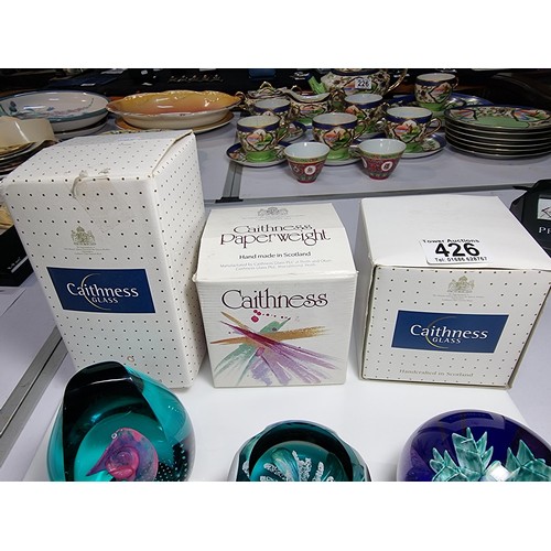 426 - 3 x boxed caithness limited edition paperweights with all paperwork including, saladin 1997, floral ... 