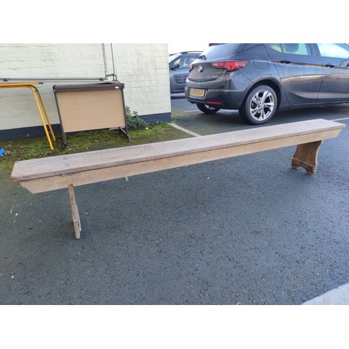 108C - A vintage solid oak school bench in very good order showing good patina.
Length 229cm Height 40 cm.