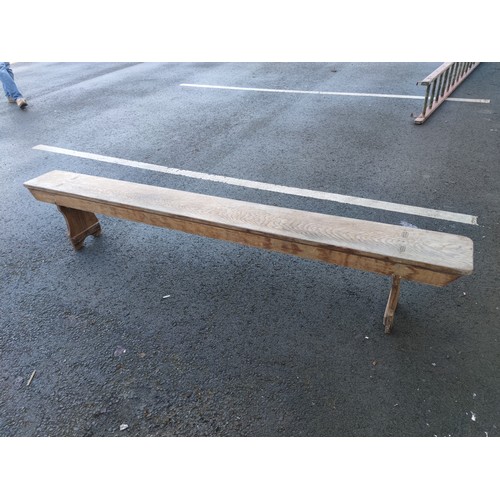 108C - A vintage solid oak school bench in very good order showing good patina.
Length 229cm Height 40 cm.