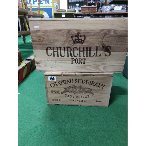 305 - 2 wine storage boxes one for Churchill's port 