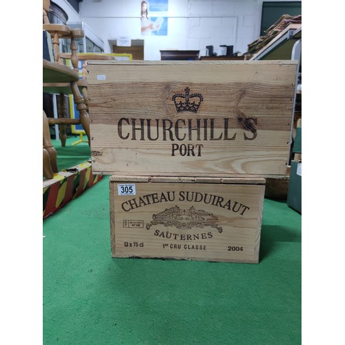 305 - 2 wine storage boxes one for Churchill's port 
