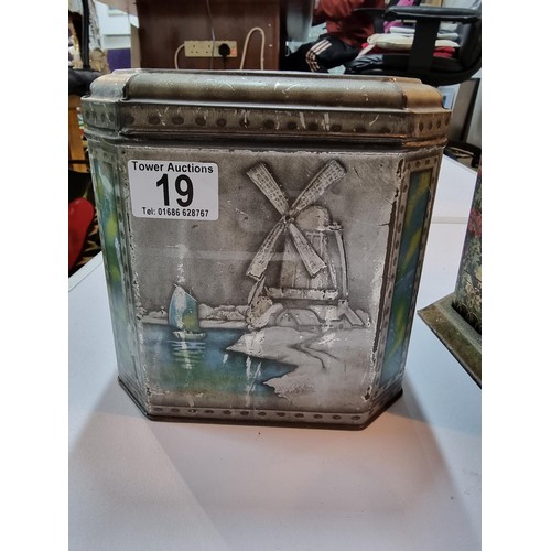 19 - 2x good antique vintage tins, 1x is house formed lozenges by Victory and the other J & J Colman Must... 