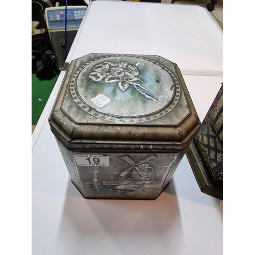 19 - 2x good antique vintage tins, 1x is house formed lozenges by Victory and the other J & J Colman Must... 