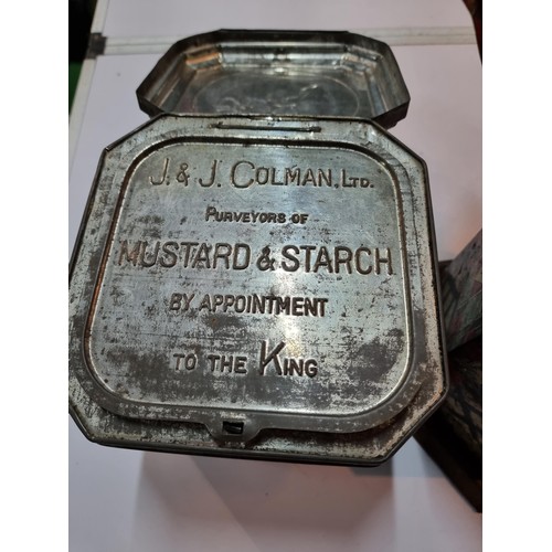 19 - 2x good antique vintage tins, 1x is house formed lozenges by Victory and the other J & J Colman Must... 