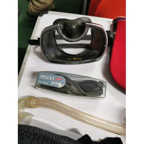 1 - Quantity of scuba diving equipment inc goggles flippers by Jetfin along with socks etc all in good o... 