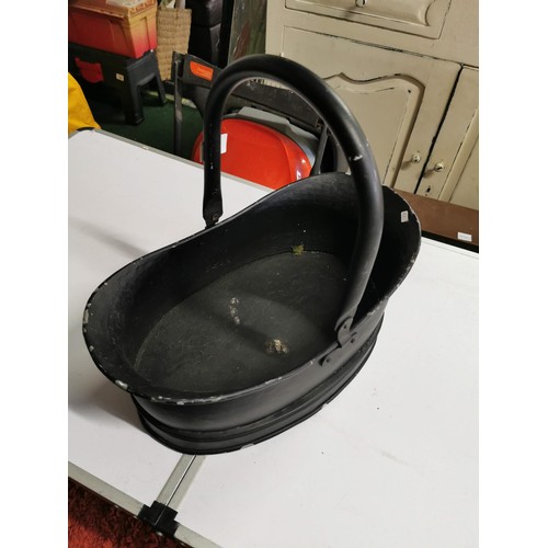 2 - Cast iron coal bucket in good order height of 16cm length of 43cm width 23cm