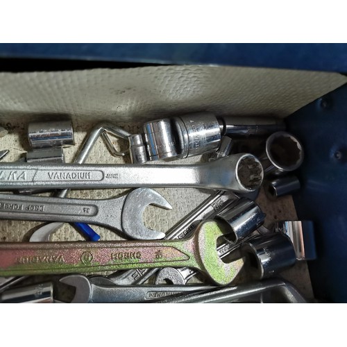 16 - Collection of 2x cantileaver tool boxes and one other inc a quantity of tools, spanners, socket sets... 