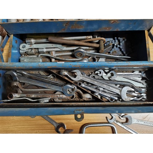 23 - Cantilever tool box full of tools inc spanners, torque wrench, sockets etc