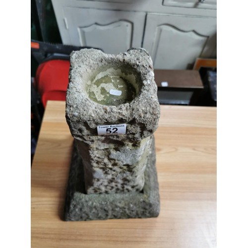 52 - Vintage Stoneware garden ornament of a plinth for a bird bath, base is separate to the plinth, heigh... 