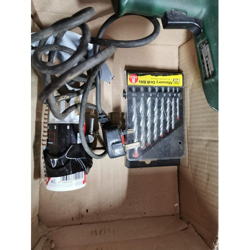 62 - Box containing a quantity of car accessories inc petrol can, electric pump, car vac etc