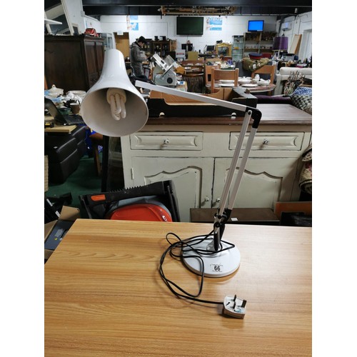 66 - White angle poise lamp in good order full height of 80cm