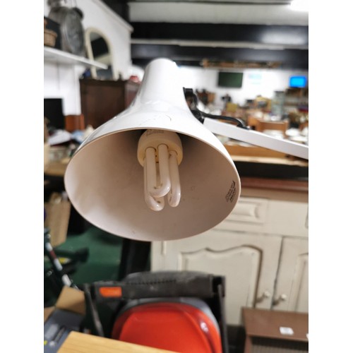 66 - White angle poise lamp in good order full height of 80cm