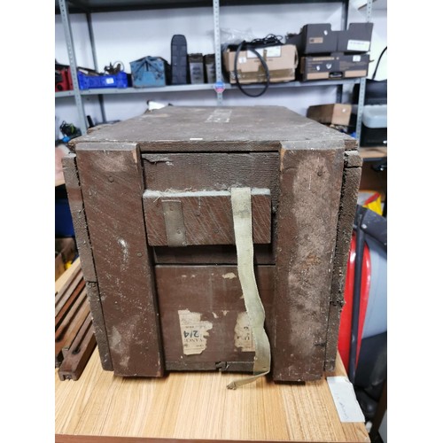 72 - Large wooden ammo box lined with wool throughout in very good order, marked A.J.Miller to the top. S... 