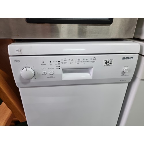 454 - Beko AAA class narrow slimline dishwasher model no. DE2542FW in excellent clean condition working he... 