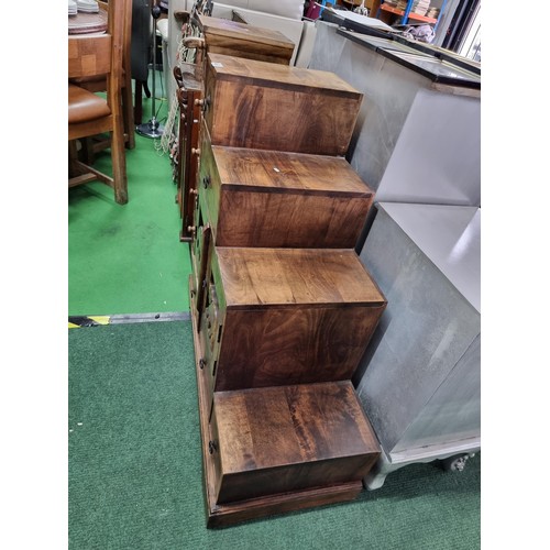 460 - Good quality solid Indian rosewood stepped chest with 2 drawers to the top 2 doors and three drawers... 