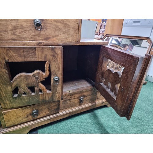 460 - Good quality solid Indian rosewood stepped chest with 2 drawers to the top 2 doors and three drawers... 