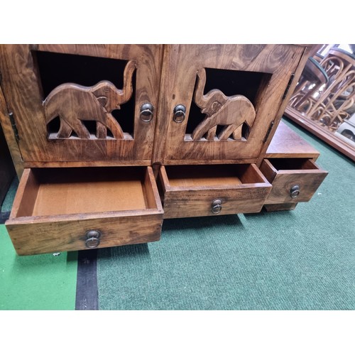 460 - Good quality solid Indian rosewood stepped chest with 2 drawers to the top 2 doors and three drawers... 