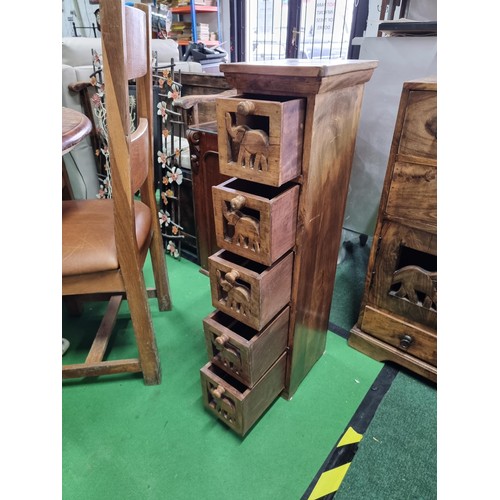 460 - Good quality solid Indian rosewood stepped chest with 2 drawers to the top 2 doors and three drawers... 