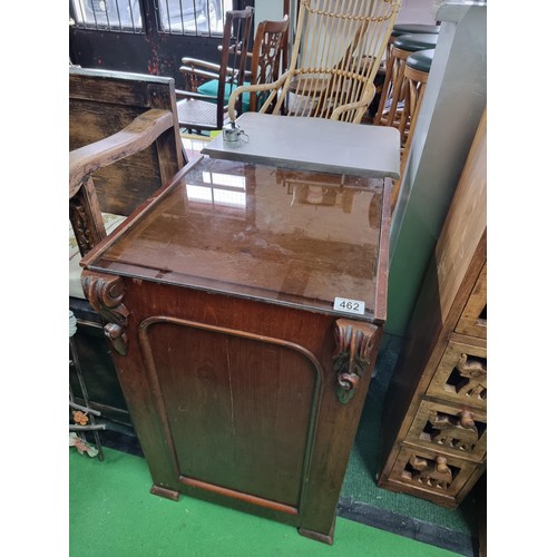 462 - Antique solid mahogany filing cabinet cupboard with a door to front revealing a locking filing cabin... 