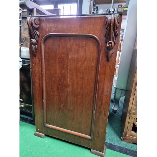 462 - Antique solid mahogany filing cabinet cupboard with a door to front revealing a locking filing cabin... 