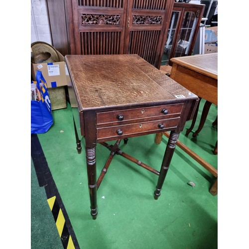 471 - Fine quality antique Georgian Pembroke table with drop leaves standing on turned legs with X stretch... 