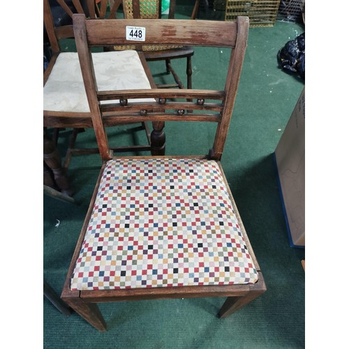 448 - Chrome chair with original map of London on the seat and back along with a arts and crafts oak chair... 