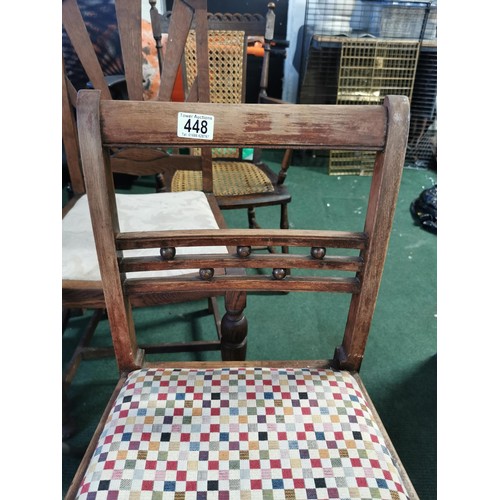 448 - Chrome chair with original map of London on the seat and back along with a arts and crafts oak chair... 