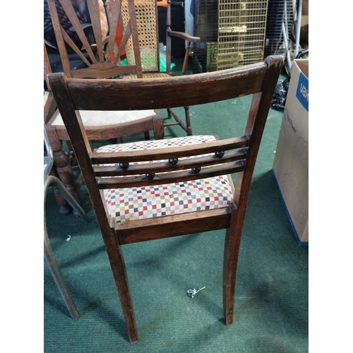 448 - Chrome chair with original map of London on the seat and back along with a arts and crafts oak chair... 