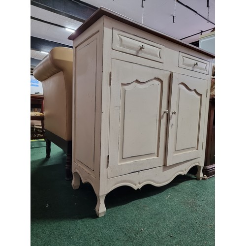 477 - Vintage Laura Ashley Bramley range cream painted dresser two drawers above to cupboards with a solid... 