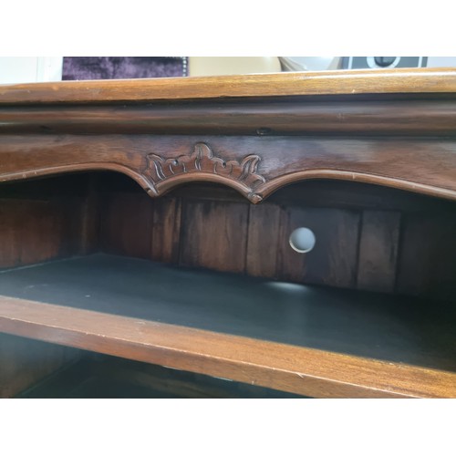 478 - Fine quality solid Brazilian rosewood TV cabinet of solid construction with two panelled drawers to ... 