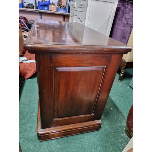 478 - Fine quality solid Brazilian rosewood TV cabinet of solid construction with two panelled drawers to ... 