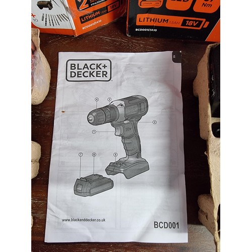 20C - 2x Black and Decker drills comes along with 18v batteries, both are boxed as new.