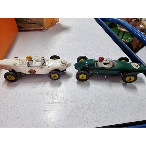 163 - A vintage club VIP raceway slot racing set, incomplete but to include 2 good collectable cars and a ... 