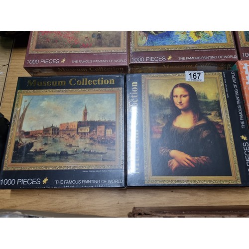 167 - 6 x new and sealed 1000 piece puzzles. 5 for the museum collection of paintings of the world, all se... 