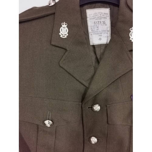 128 - A 1968 royal Army ordinance corps military sergeants dress uniform. Complete with dress belt and dre... 