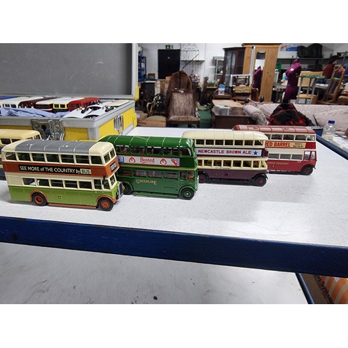 174 - A metal lockable case containing 19 diecast buses and 3 x steam engines all in excellent condition a... 