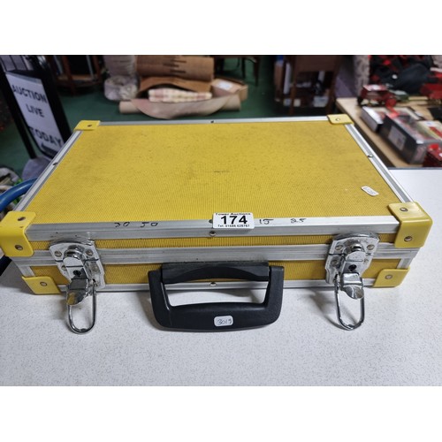 174 - A metal lockable case containing 19 diecast buses and 3 x steam engines all in excellent condition a... 