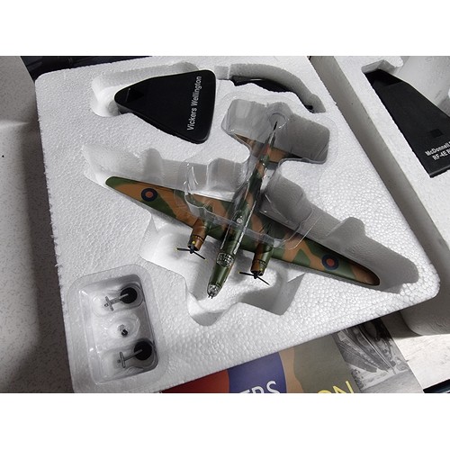 175 - 2 x boxed as new diecast aeroplanes with display stands by atlas edition for Vickers Wellington, RF/... 