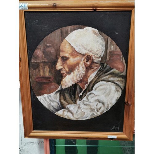 389 - 2 x well done framed oil on boards Titled Kashmir potter 1 & 2 by Jean Williams priced on back £120 ... 