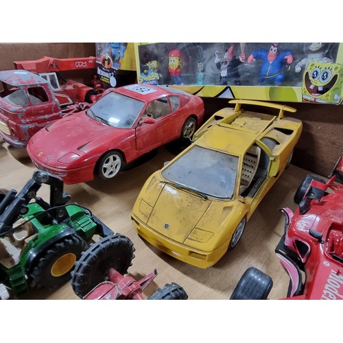 182 - A large collection of various vintage diecast vehicles including 5 tractors, 3 adventure 2000 vehicl... 