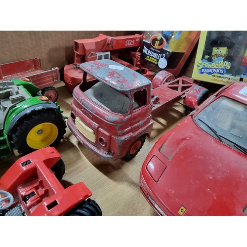 182 - A large collection of various vintage diecast vehicles including 5 tractors, 3 adventure 2000 vehicl... 