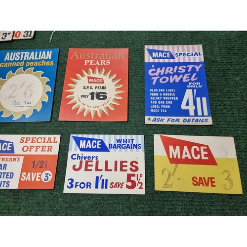 189 - an interesting collection of vintage shop advertising display signs Cleared from a shop in Castle Ca... 