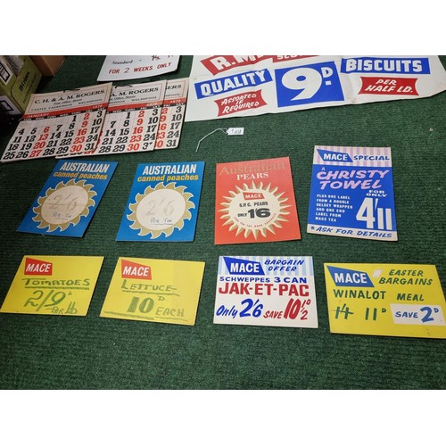 189 - an interesting collection of vintage shop advertising display signs Cleared from a shop in Castle Ca... 