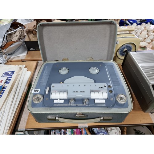 190 - A suitcase style Grundig TK46 stereo reel to reel player in excellent clean condition, has been rece... 