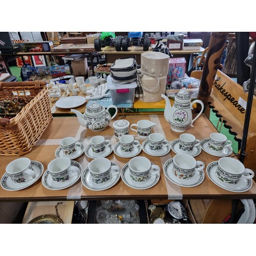 195 - A 28 piece Port Meirion variations pattern coffee and tea set to include coffee pot, teapot, sugar b... 