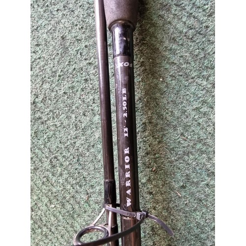 197 - A warrior S by Fox carved 2 piece fishing rod. 12ft 2.75lb in good condition with its sleeve.