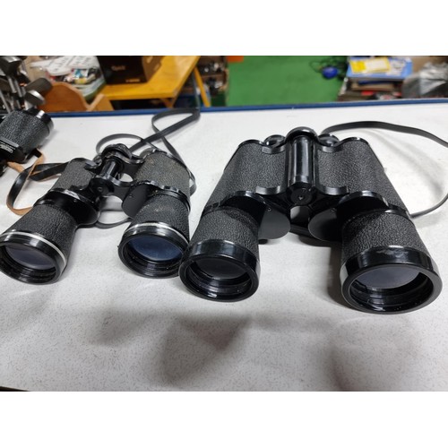 219 - 3 pairs of binoculars including a good quality pair of Carl Zeiss Jena 8x30w binoculars, a pair of P... 